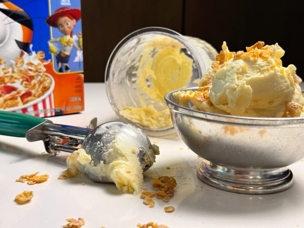 cerea milk frosted flakes ninja creami scooped on counter
