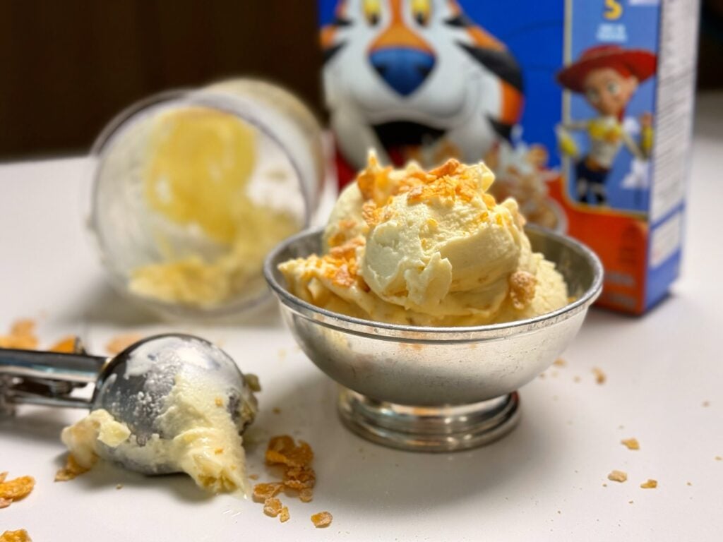 cerea milk frosted flakes ninja creami scooped on counter wide