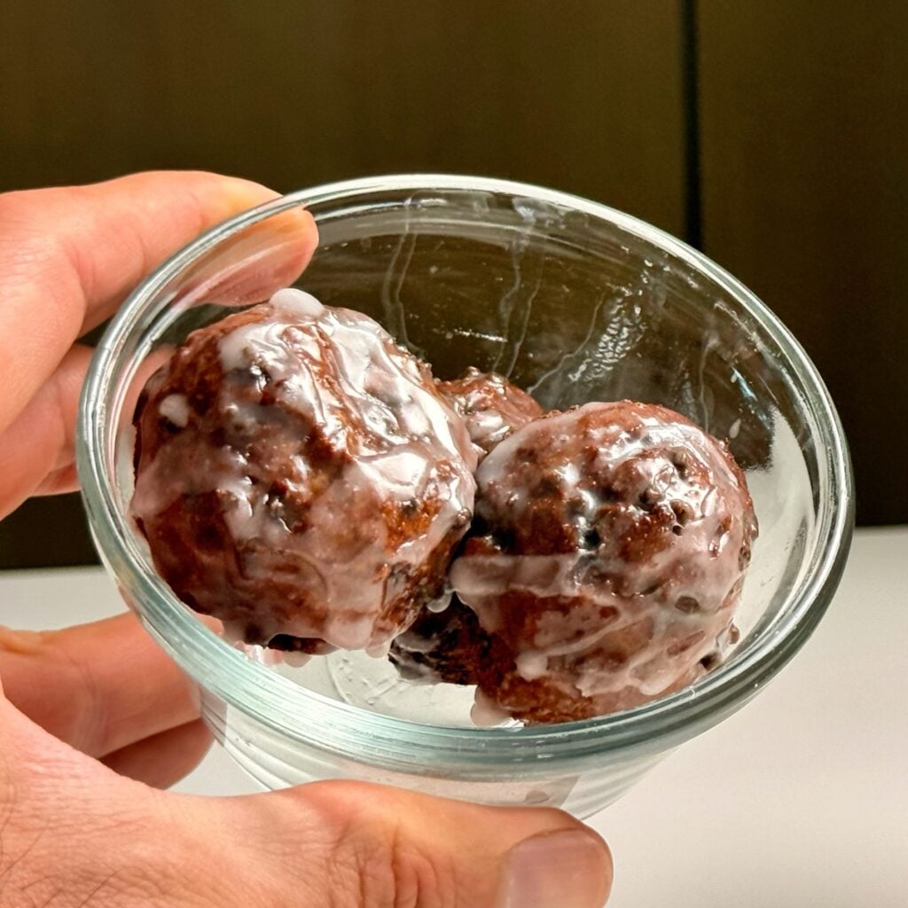 CHOCOLATE DONUT HOLES IN CUP