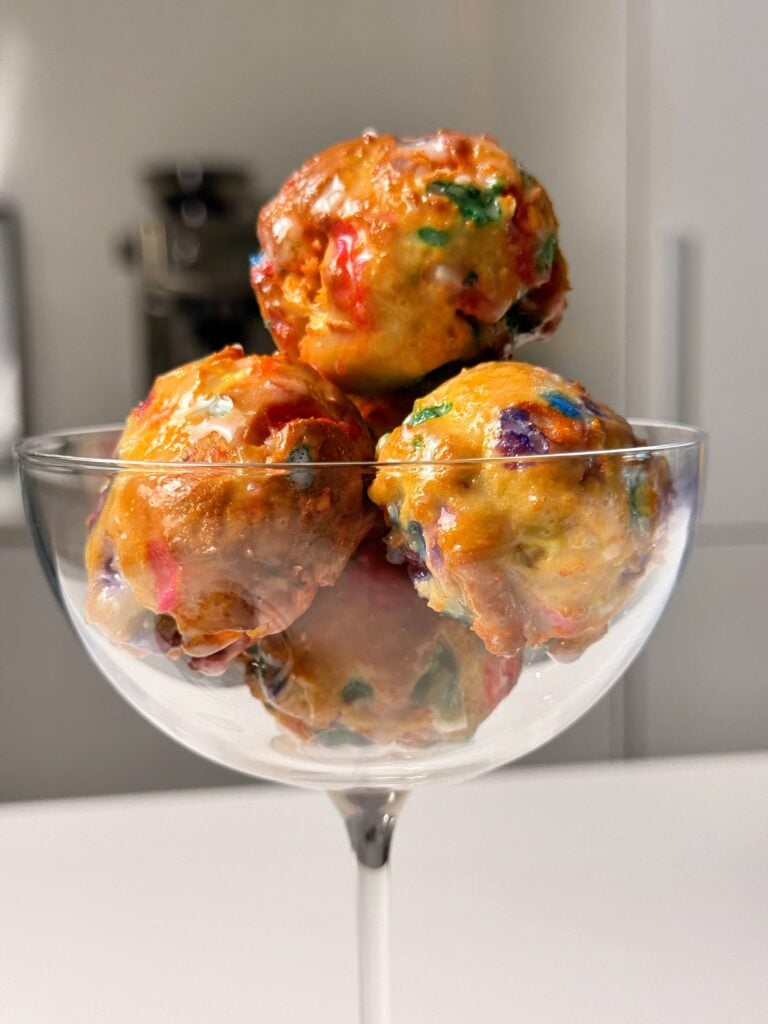 close up of fit flour donut holes