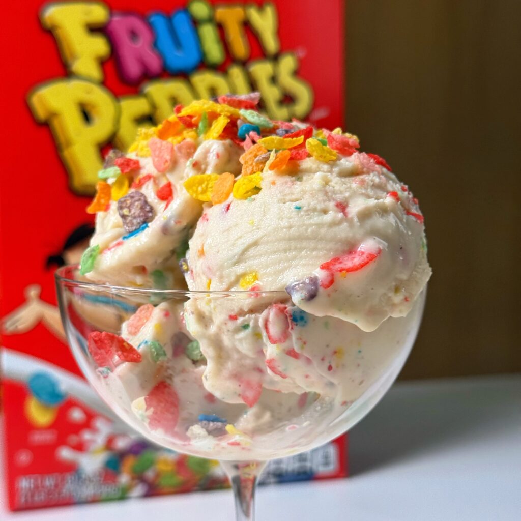 fruity pebbles protein ninja creami scooped close up