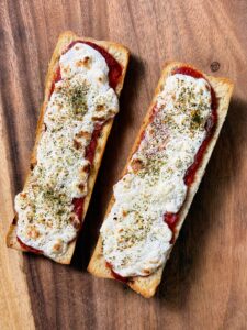 high protein cottage cheese pizza toast