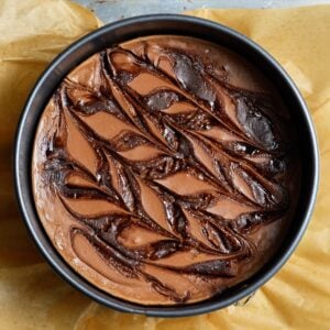 high protein double chocolate cheesecake freshly baked