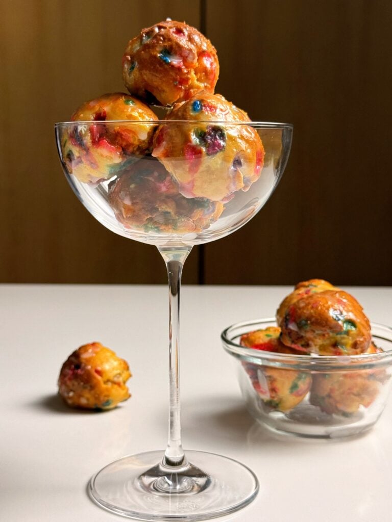high protein fit flour donut holes close up wide shot