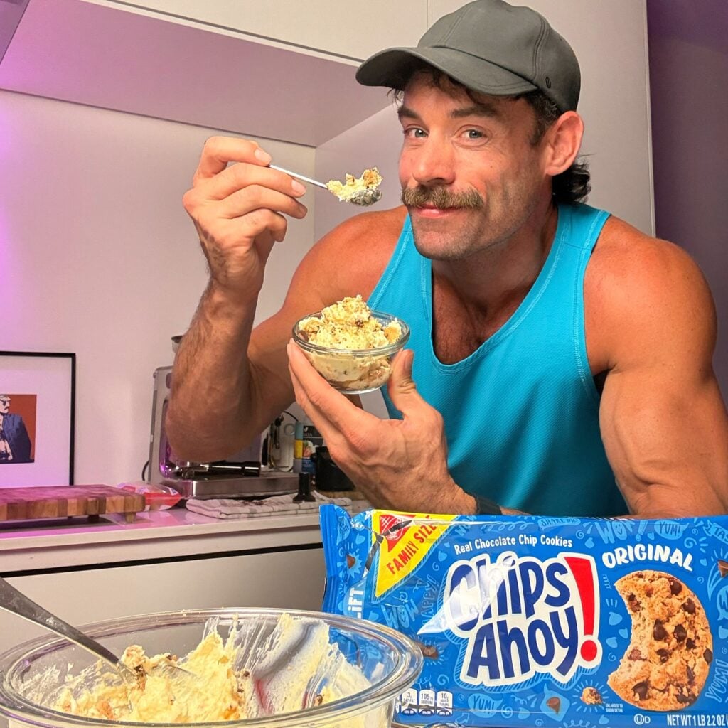 jacob eating chips ahoy cheesecake