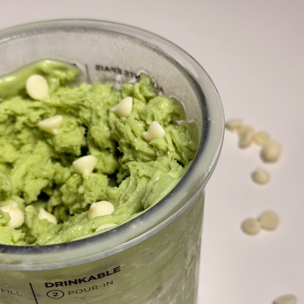 jacob holding matcha high protein ninja creami close up