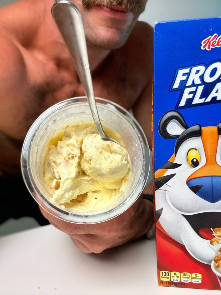 jacob holding the frosted flakes ninja creami