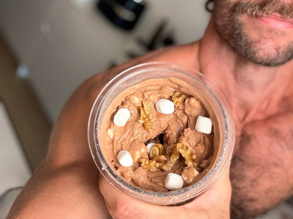 jacob holding the moose tracks protein ice cream