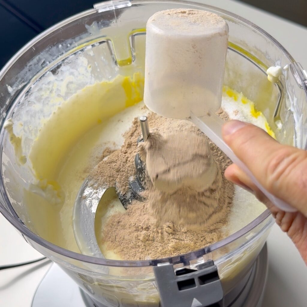 mixing ingredients for the cheesecake