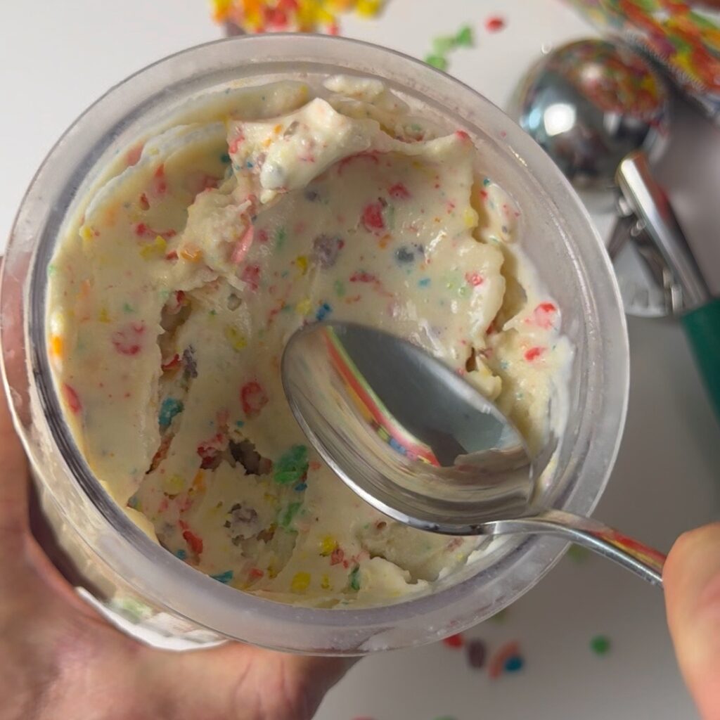 smoothing the fruity pebbles ice cream