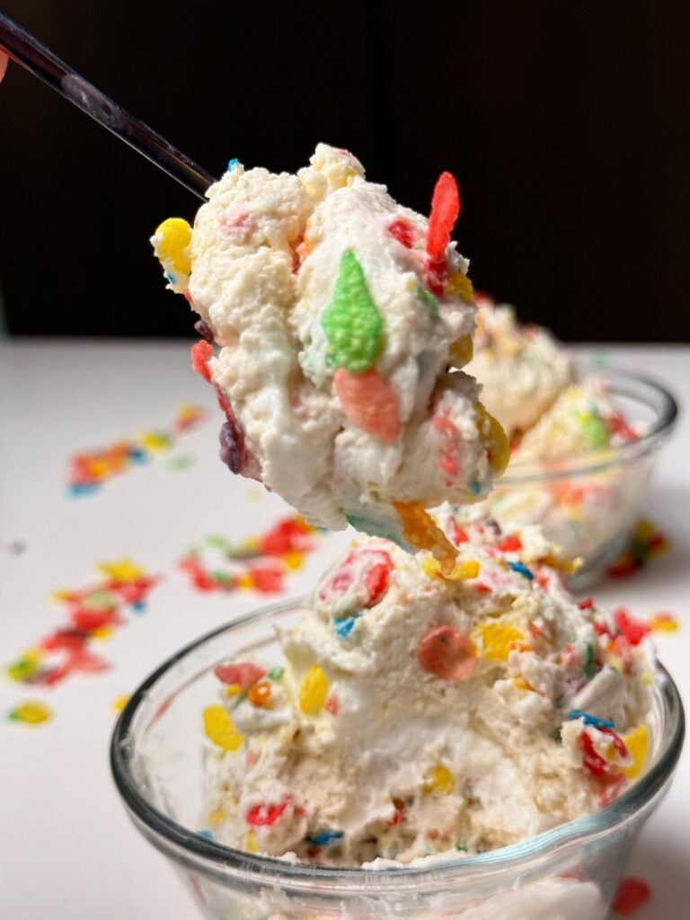 spoonfull of the fruity pebbles fluffy yogurt