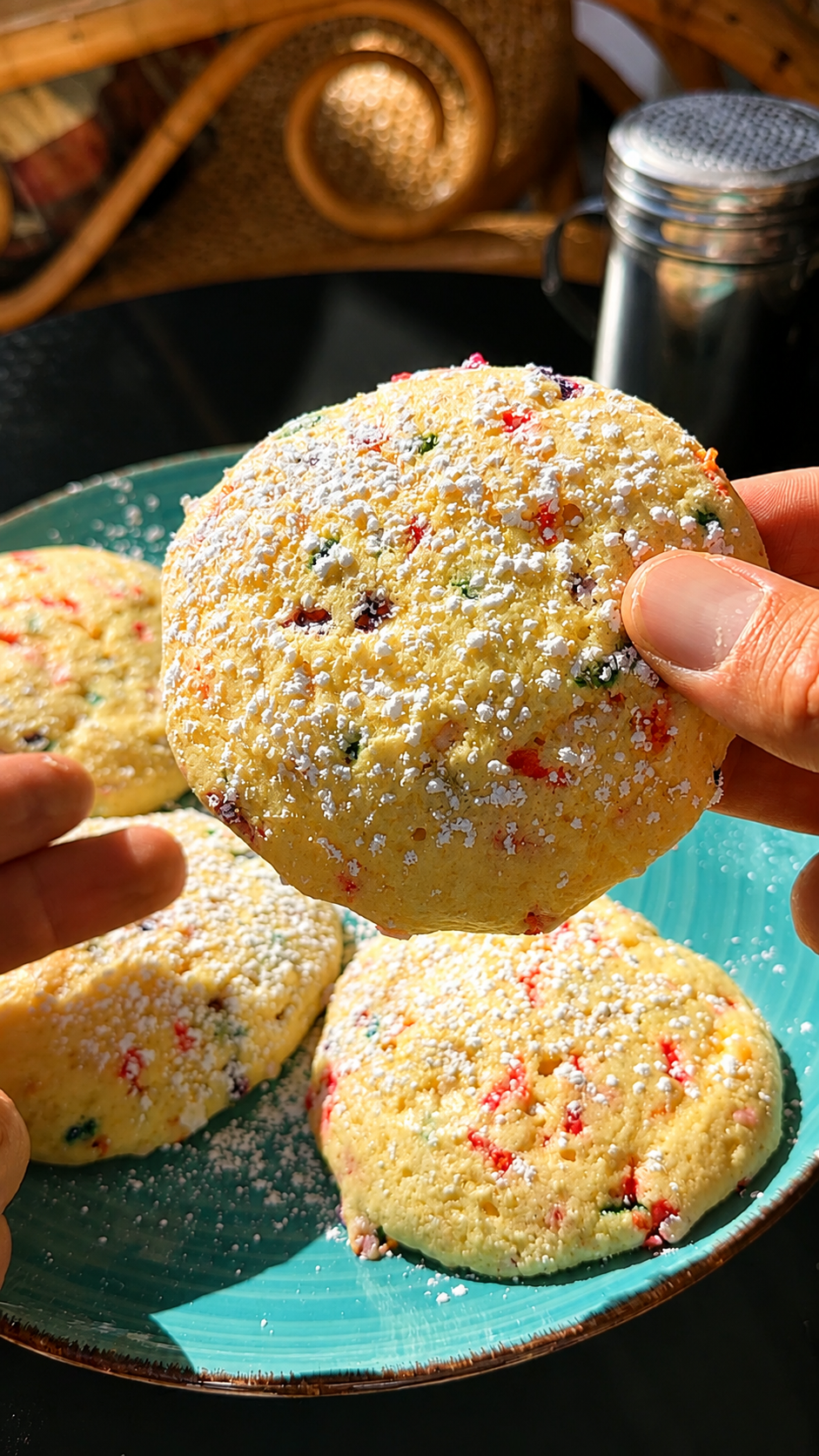 high protein cloud cookies in hand