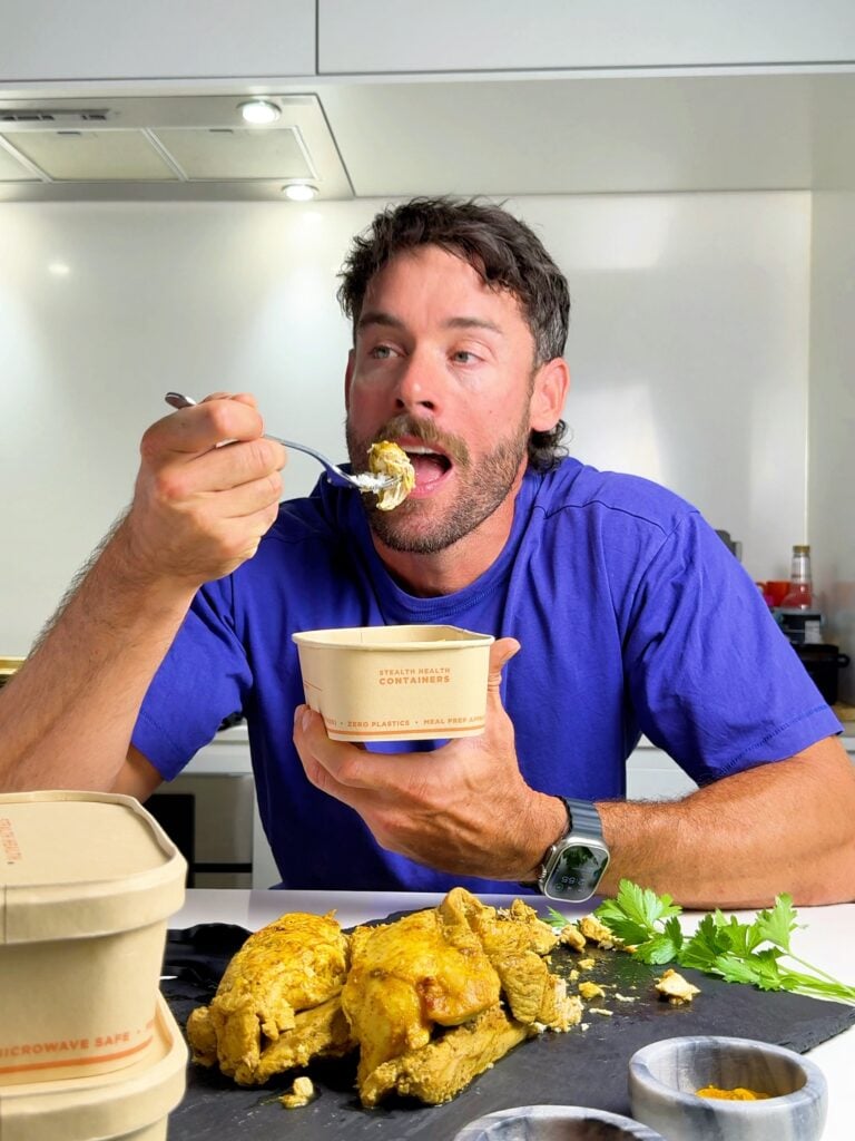 jacob enjoying chicken shawarma meal prep