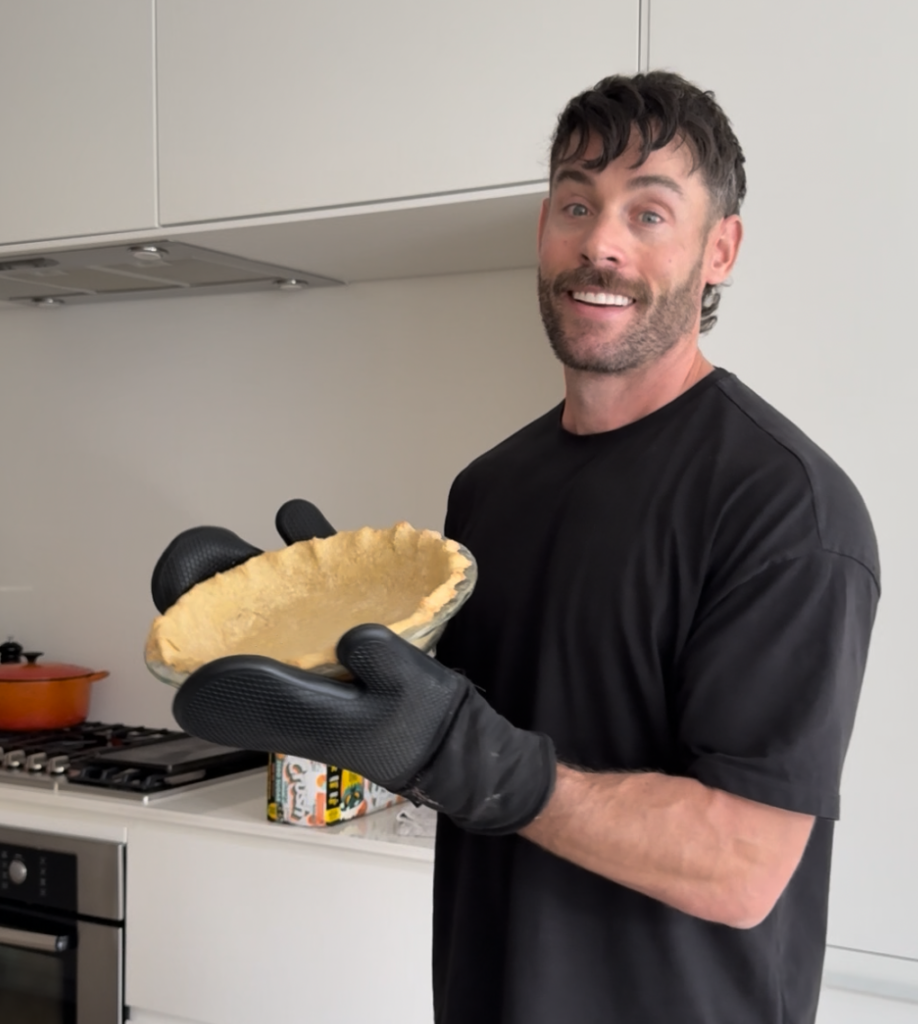 jacob holding the high protein pie crust