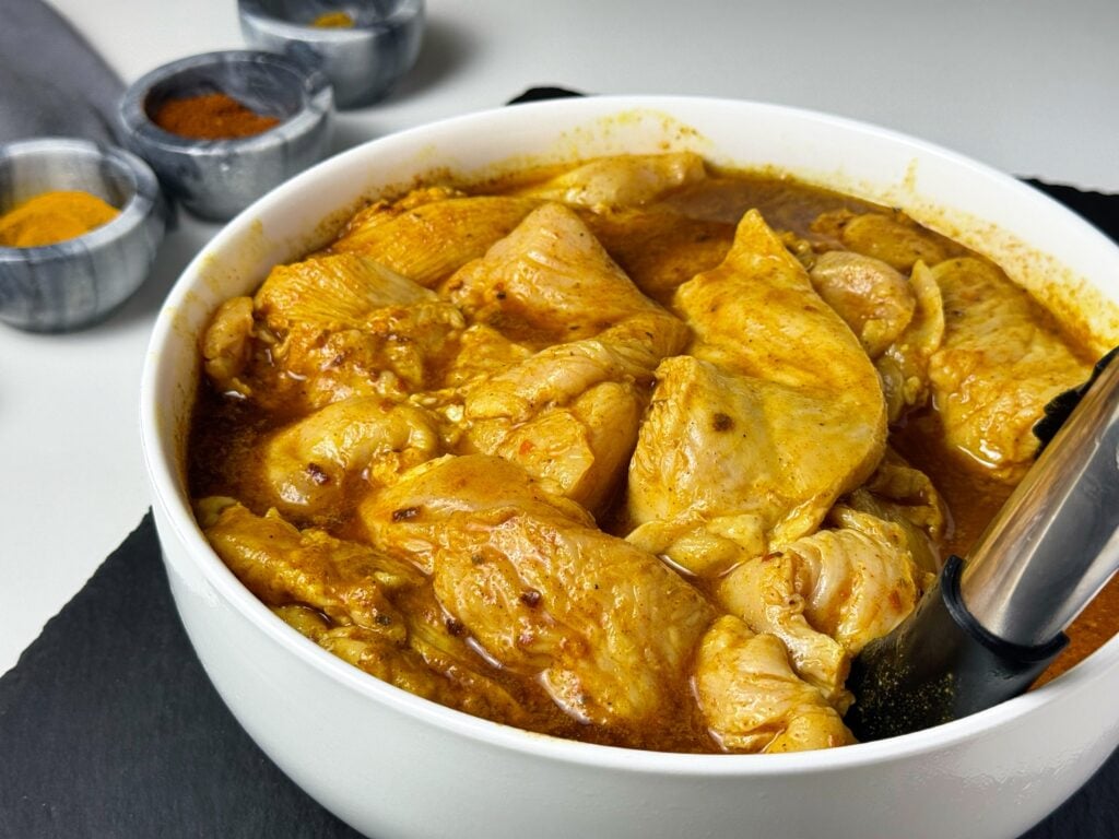 marinating chicken shawarma meal prep