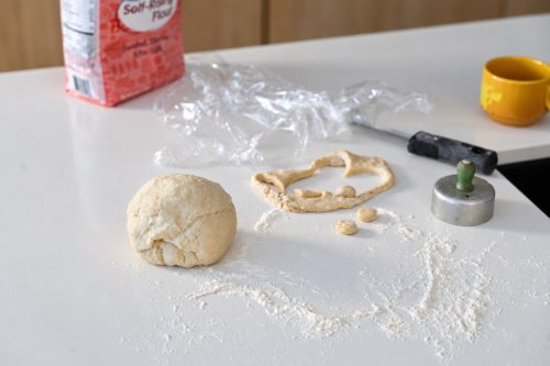 High protein Greek yogurt dough prepared for shaping