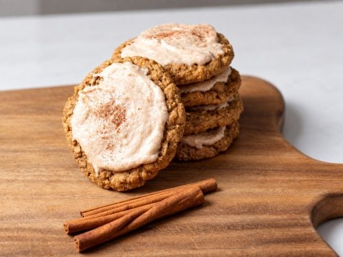 Apple butter oatmeal cookies with cinnamon frosting