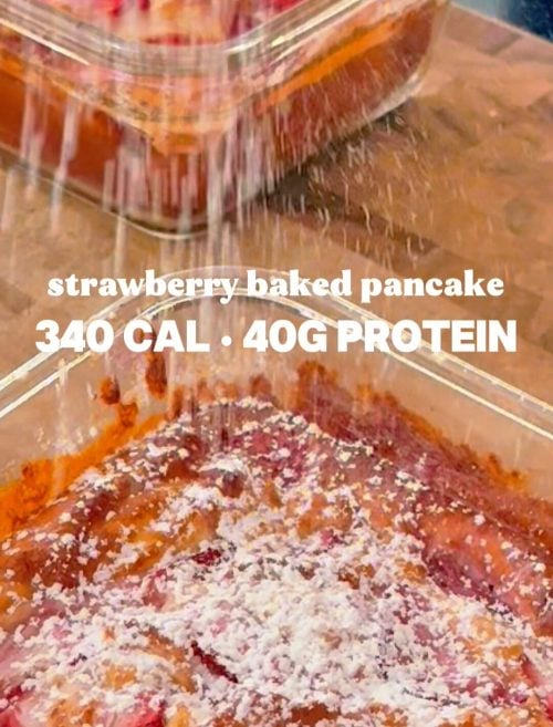 bakedlean finished strawberry pancake bake