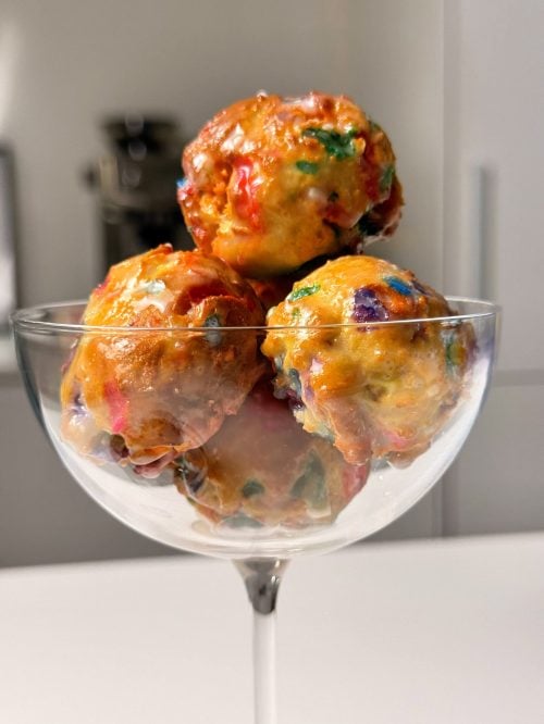 close up of fit flour donut holes