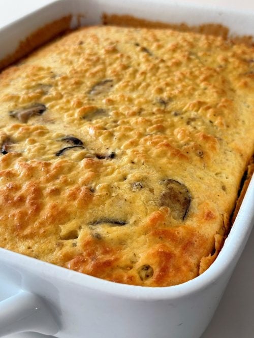 Full pan of high protein cheese egg casserole