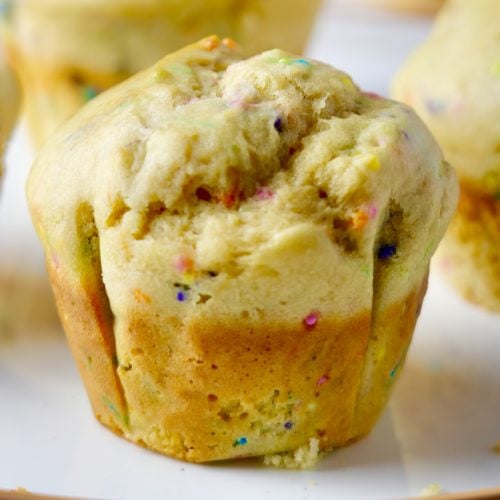 funfetti protein muffin extreme close up