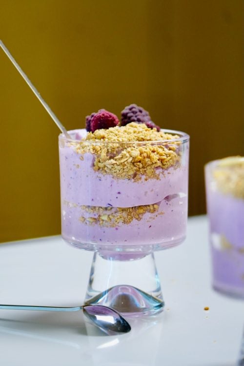 High Protein No Bake Berry Cheesecake with Cottage Cheese