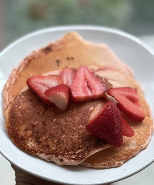 High Protein Strawberry Pancakes