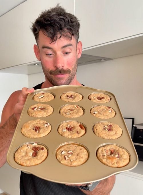 Jacob looking at Carrot Cupcake High Protein