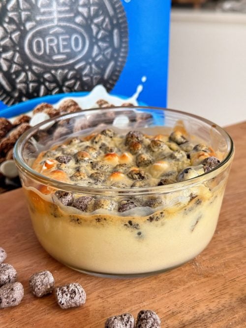 Oreo Puffs Cheesecake Straight-On Presentation