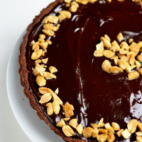 peanut butter tart with chocolate ganache