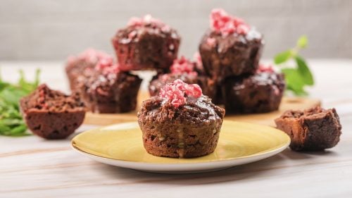 soft peppermint cottage cheese muffin topped with crushed candy canes