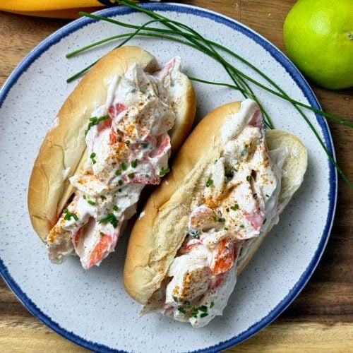 poor mans lobster rolls on a plate