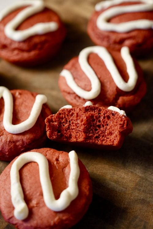 Red Velvet Protein Muffins with Cream Cheese Hero
