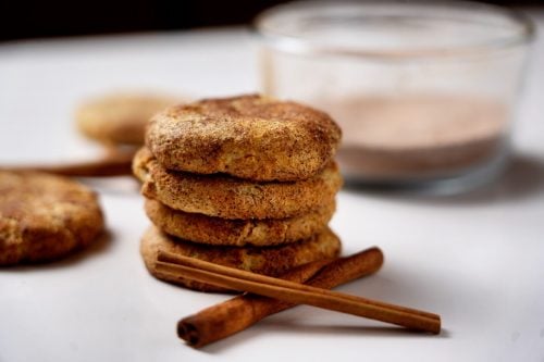 stack of protein snickerdoodles with sticks